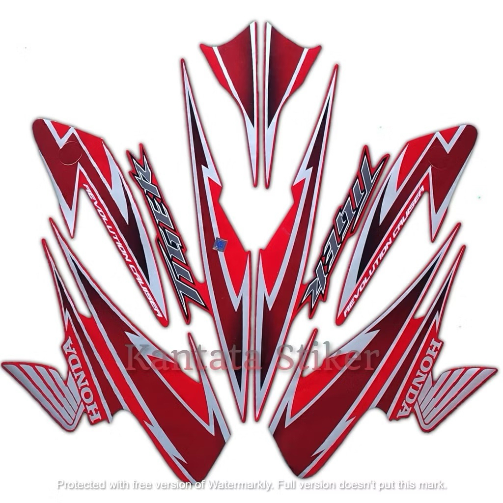 STIKER STRIPING LIS LES BODY MOTOR TIGER REVO 2012 warna merah putih merah STANDAR FULL SET