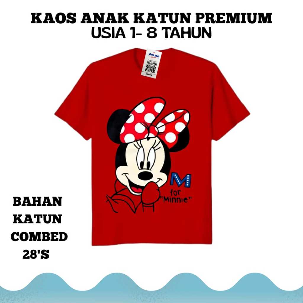 BAJU KAOS KARAKTER ANAK PEREMPUAN MINNIE MOUSE PITA Kaos Anak Perempuan Karakter Minnie Mouse Merah