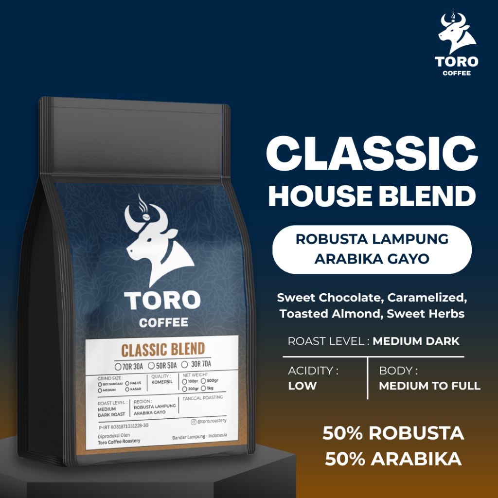 

Classic House Blend (50% Robusta 50% Arabika) by Toro Coffee / Blend Kopi Susu Ekonomis