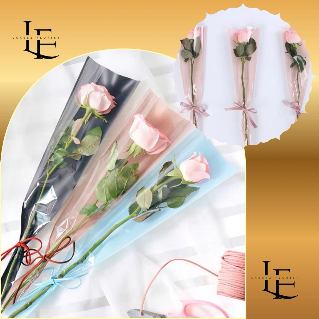 

[1 PACK/ 50 PCS] Single Flower Plastic Wrapping Paper Solid Pastel Cellophane Waterproof Kertas Bungkus Pembungkus Bouquet Tangkai Bunga Satuan Anti Air