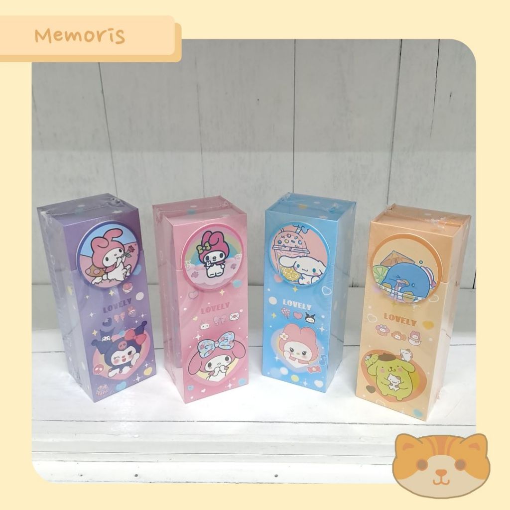 

Kotak Pensil Case Rak Tingkat Karton+Cermin 2 in 1 Magnet Kuromi Melody Cinnamoroll Pompompurrin