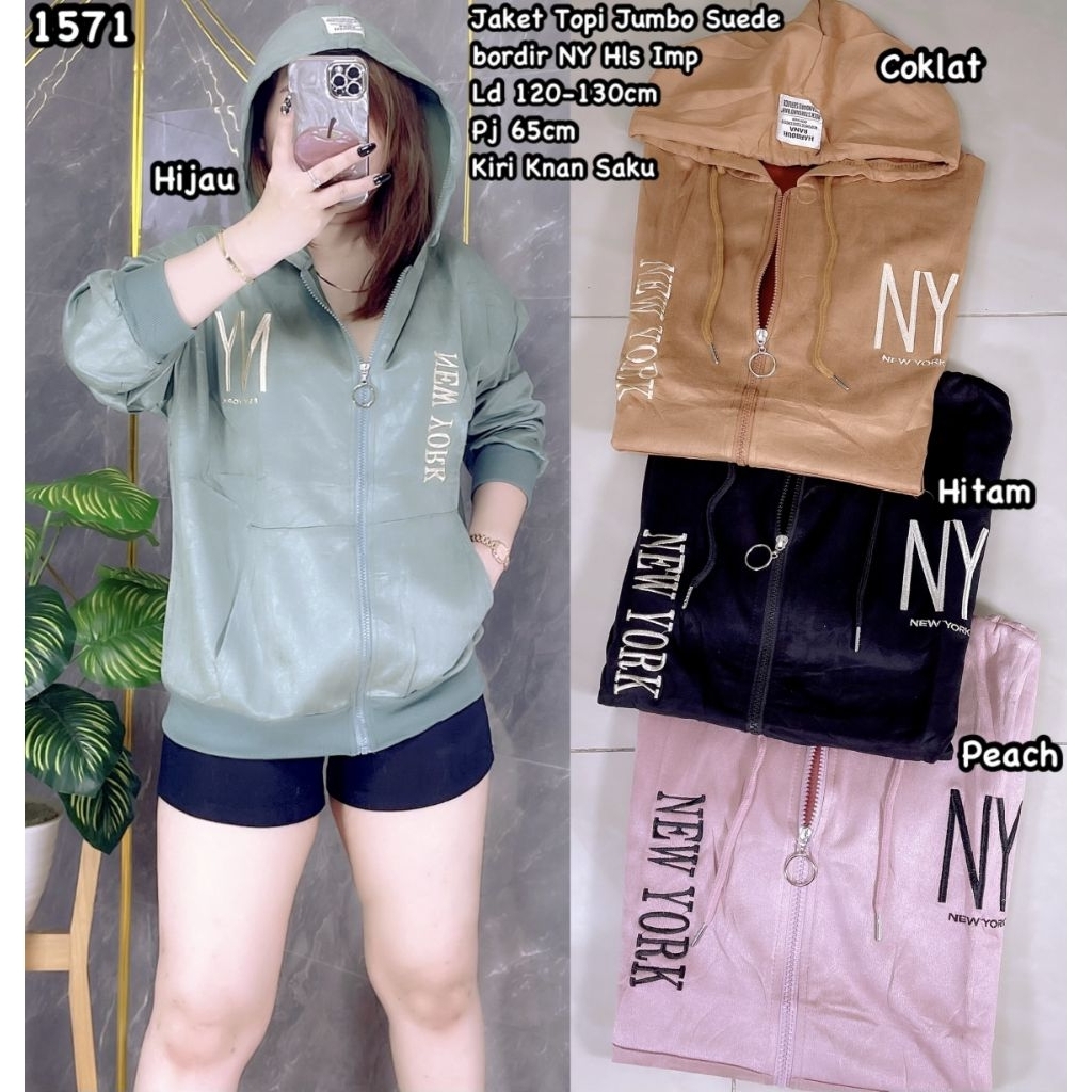CS 1571 JAKET TOPI SUEDE NY IMPORT / READY / REALPICT