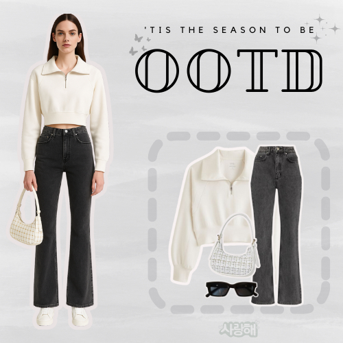 Sweater OneSet Terkini Spesial|Fashion Perempuan Outfit|sweater halfzip+Cutbray+Shoulderbag