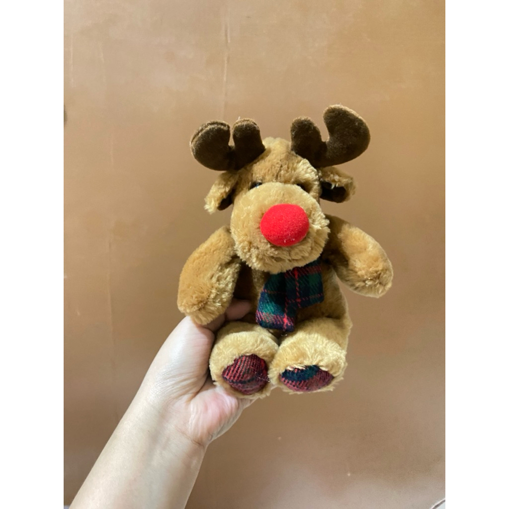 Boneka Karakter Rusa Cokelat Hidung Merah size 21cm Original / Boneka Rusa / Boneka Rusa Hidung Mera