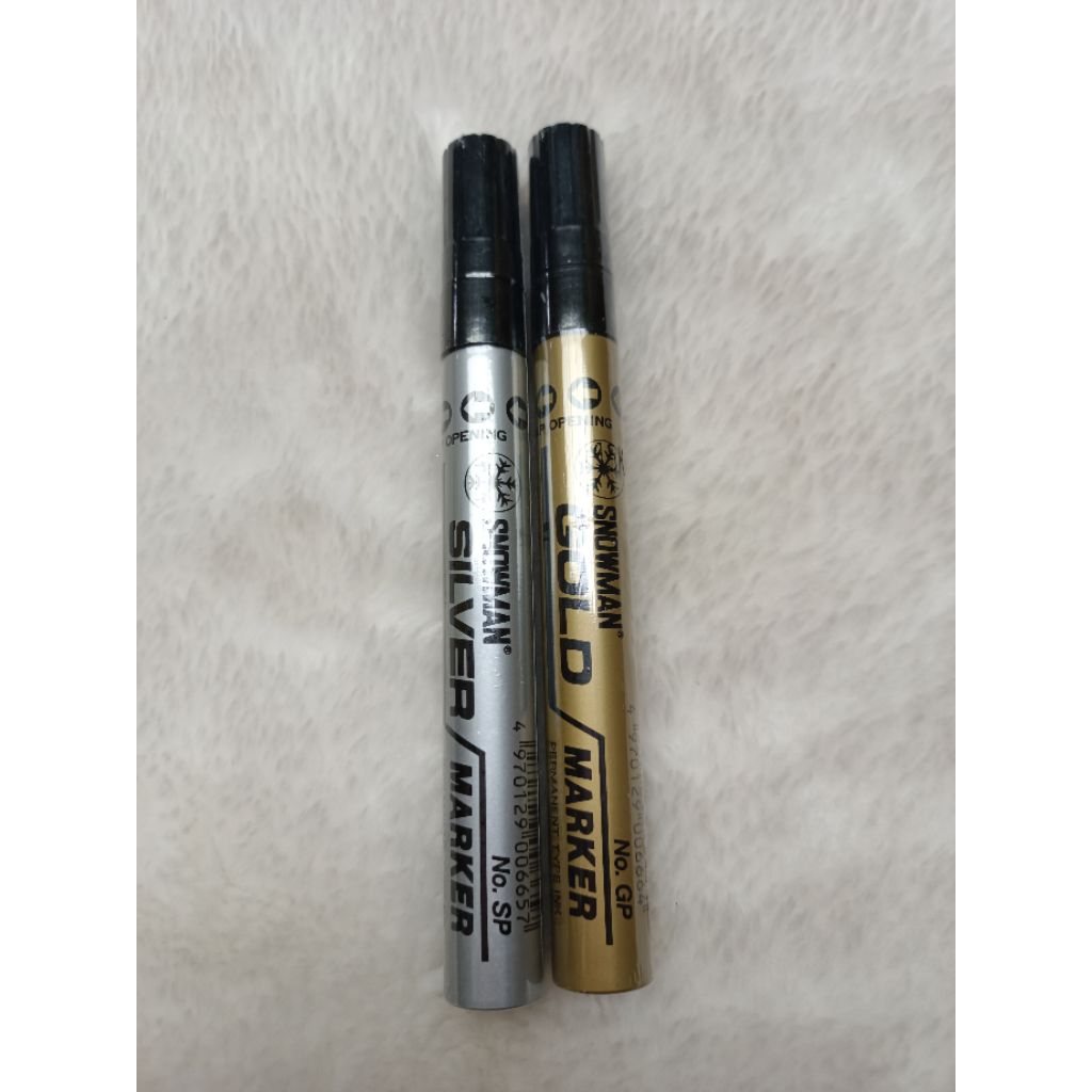 

Snowman silver & gold marker spidol emas perak