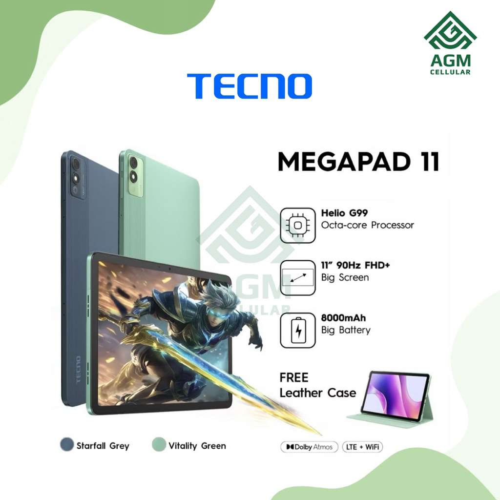 TABLET TECNO MEGAPAD 11 RAM 8GB/256GB | 8GB/128GB (Starfall Grey & Vitality Green)