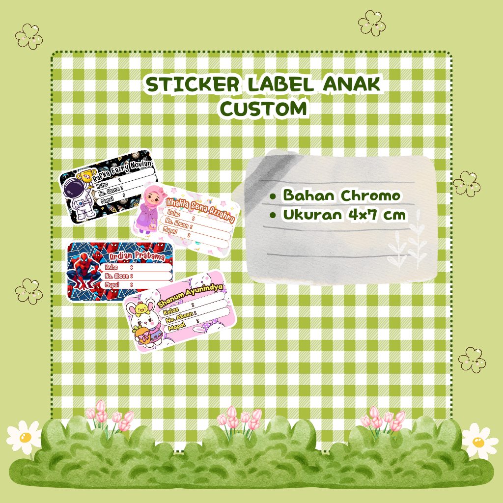 

Gaharu - Cetak Sticker Label Nama Buku Sekolah Custom / Print Stiker Mata Pelajaran Anak
