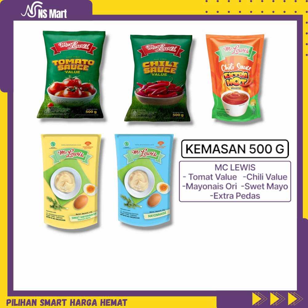

Mc Lewis Kemasan 500gr Chili Value / Tomat Value / Hot Extra / Mayonais Original / Sweet Mayonais