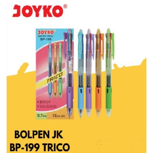 

Ball Pen Pena Joyko BP-199 3 warna / Trico / 0.7 mm/ 3 Warna / Colors harga per pak isi 12