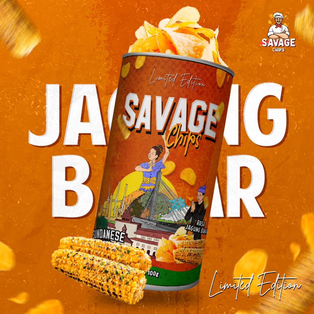 

SAVAGE CHIPS (LIMITED EDITION) - Keripik Singkong Rasa Jagung Bakar / Cemilan - Snack