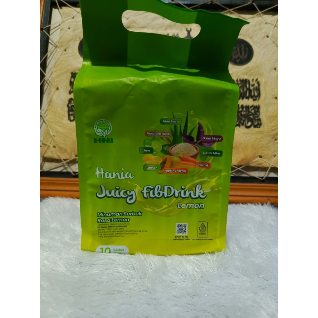 

Hania Juicy Fibdrink Lemon HNI HPAI minuman kesehatan