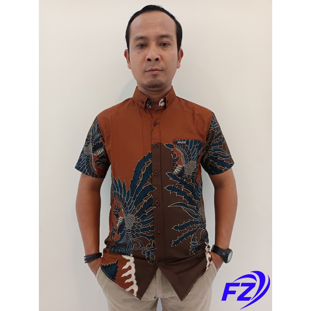 FZ Kemeja Batik Lengan Pendek Pria Dewasa Slimfit Katun Premium