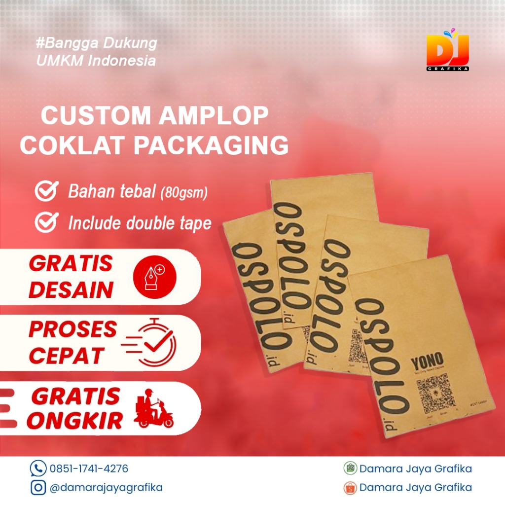 

Custom Amplop Coklat Packaging + Seal/Lem Ukuran F4+