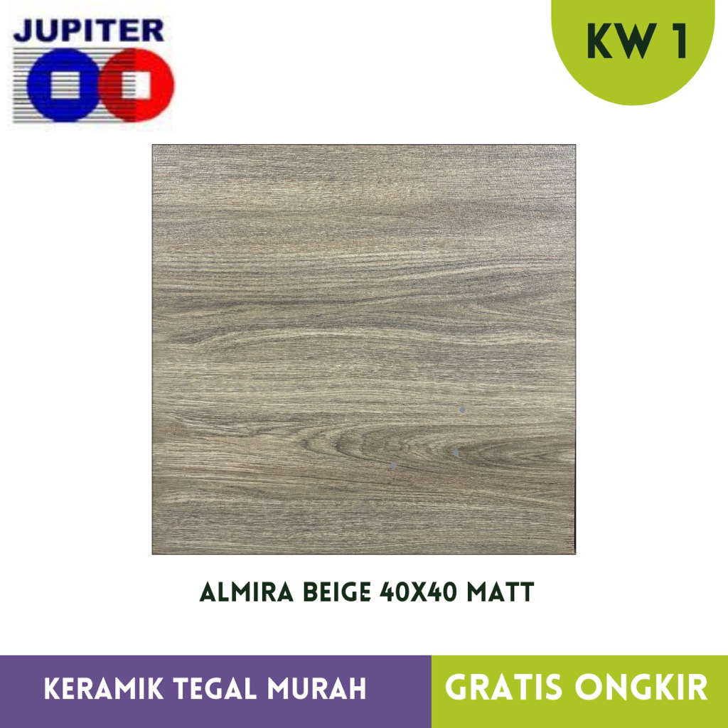 TERBARU Promo 40x40 Keramik Lantai motif kayu Almira Beige Jupiter