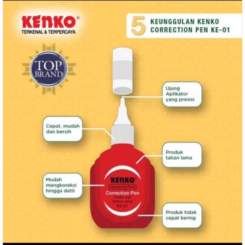 

Kenko Correction Fluid KE -01/Tip-Ex Kertas Cair murah berkualitas
