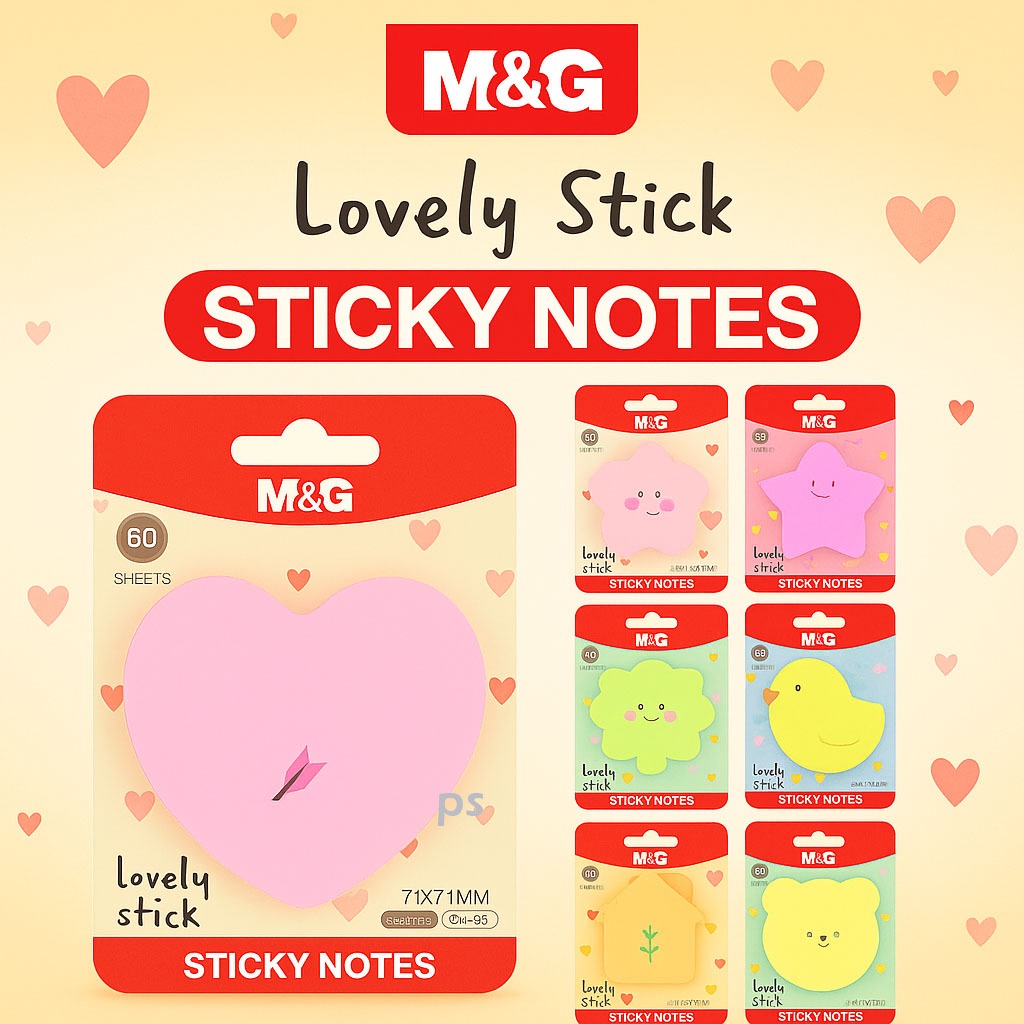 

Sticky Notes M&G Lovely Stick | 60 Lembar | Bentuk Lucu Hati Bintang Hewan