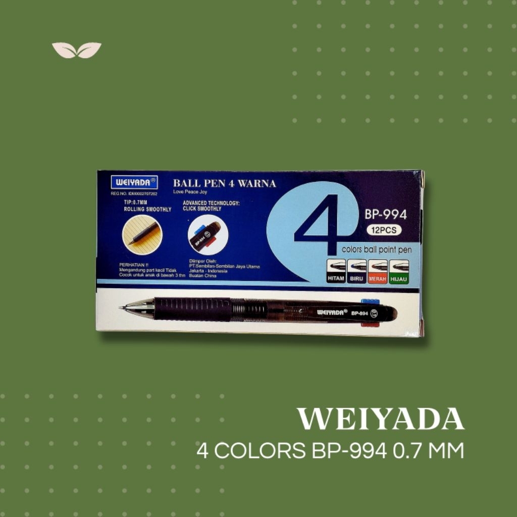 

PEN || WEIYADA BALL PEN 4 WARNA BP-994 0.7 MM