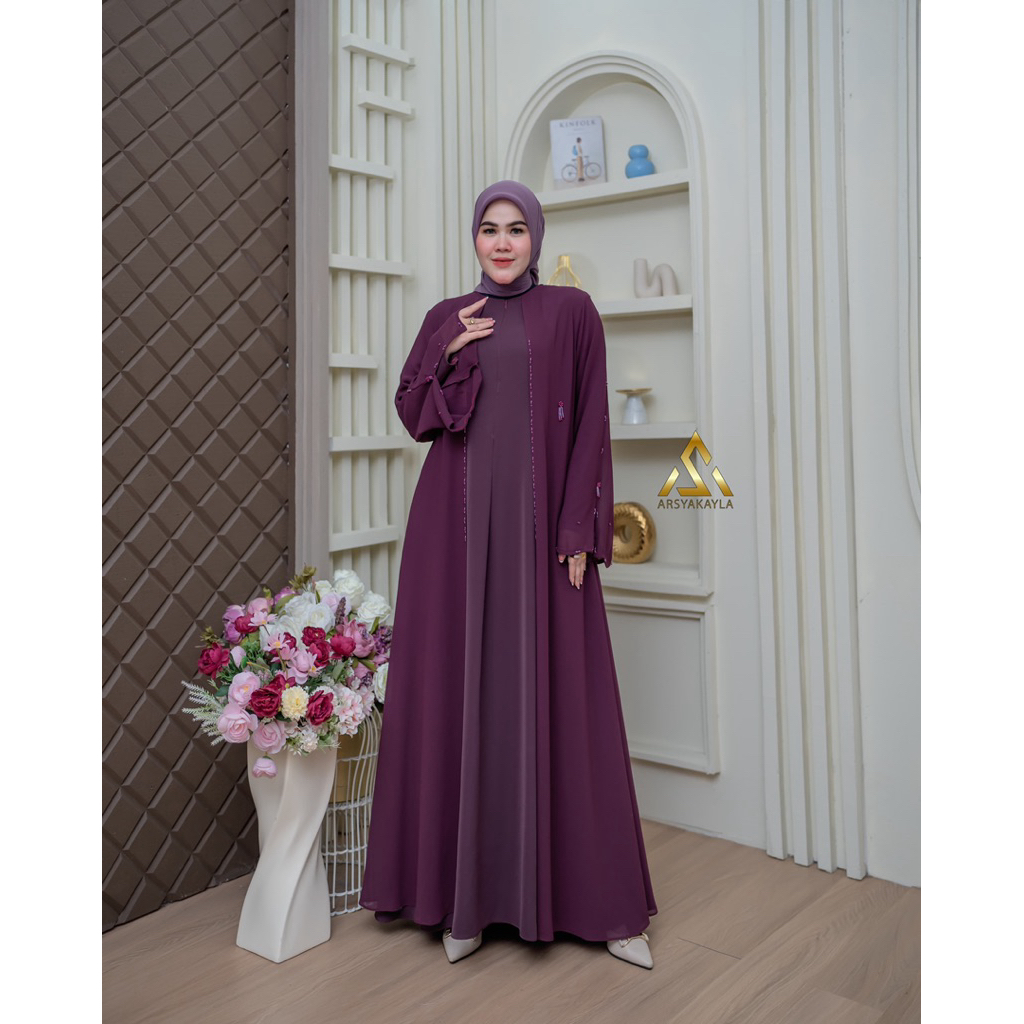 Madina abaya set hijab pasmina by arsyakayla MEWAH SERIES GAMIS EDISI LEBARAN GAMIS UMROH GAMIS SYAR