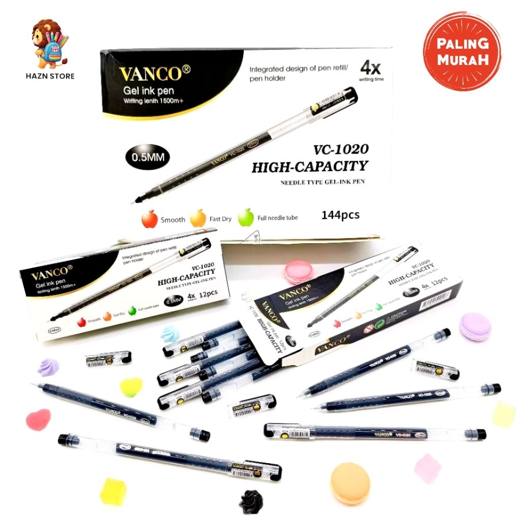 

Pulpen Gel Vanco VC1020 0.5mm Hitam | High Capacity | Pulpen Tinta Jarum Halus Cepat Kering (1 Pcs)