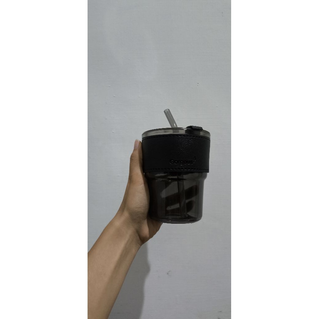 Gelas Kaca // Tumbler kaca + sedotan  // Coffee Tumbler NEW