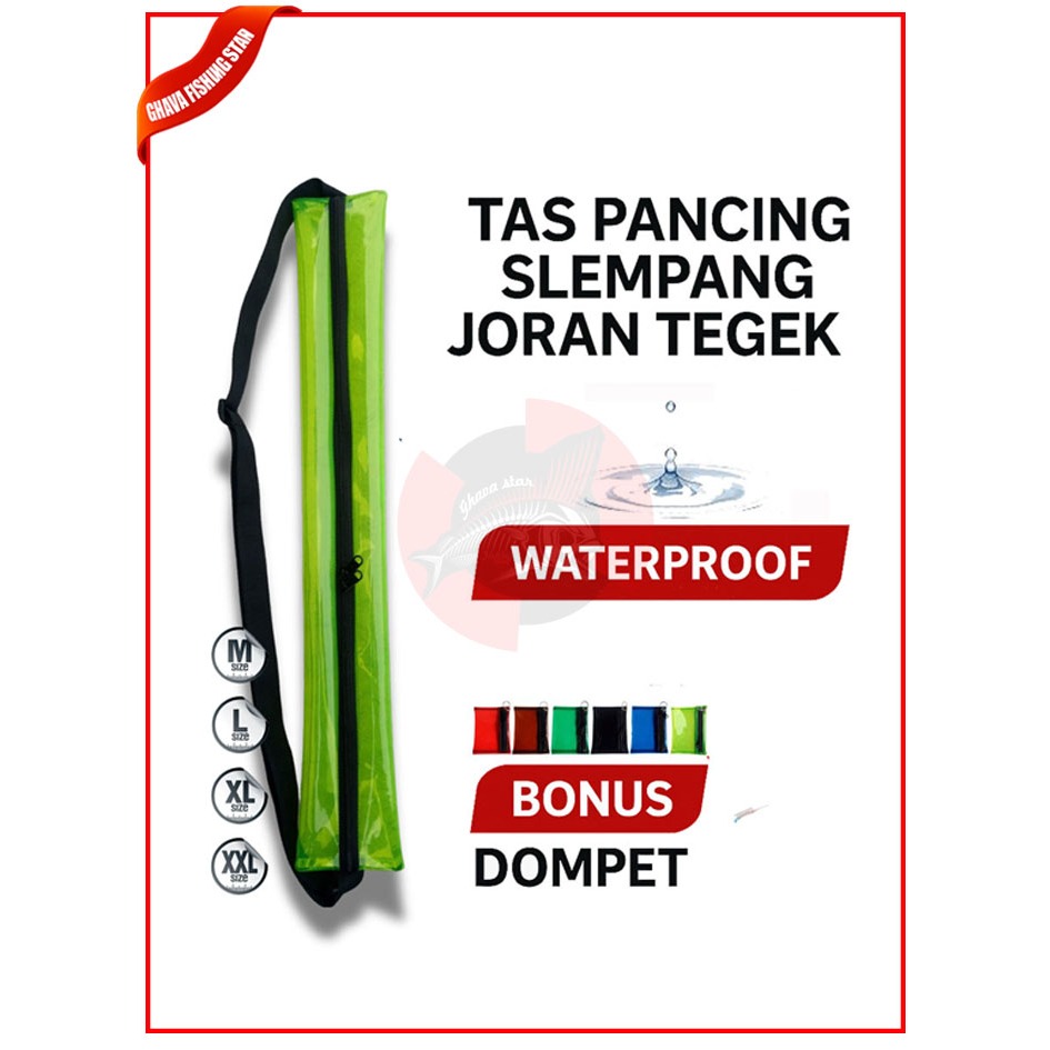 Tas Pancing Slempang Joran Tegek Waterproof | Ukuran M L XL XXL | Bonus Dompet Kail