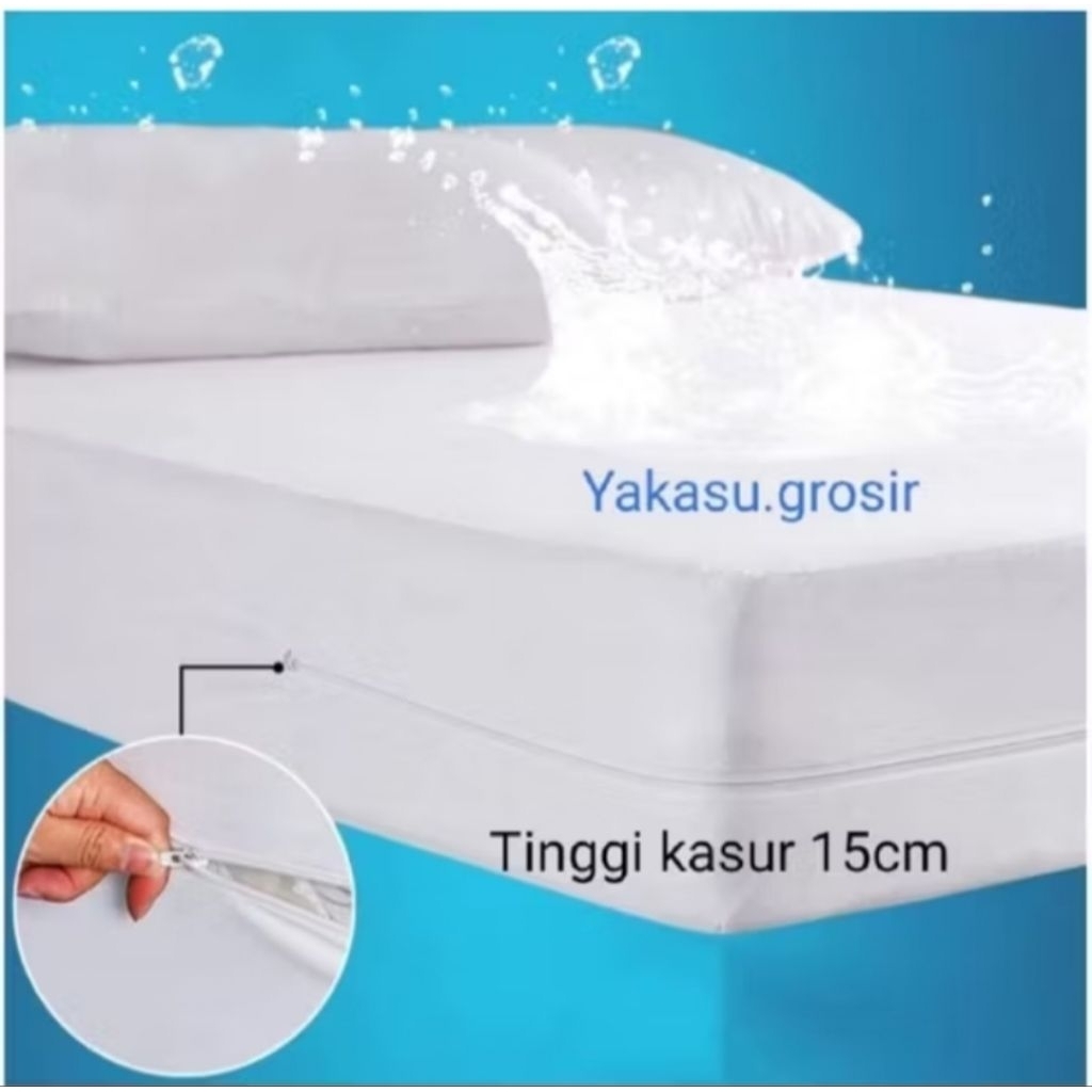 SPREI UK 80X200 s/d UK 200x200 TINGGI 15cm WATERPROOF RESLETING/SARUNG KASUR ANTI AIR/ANTI OMPOL/COV