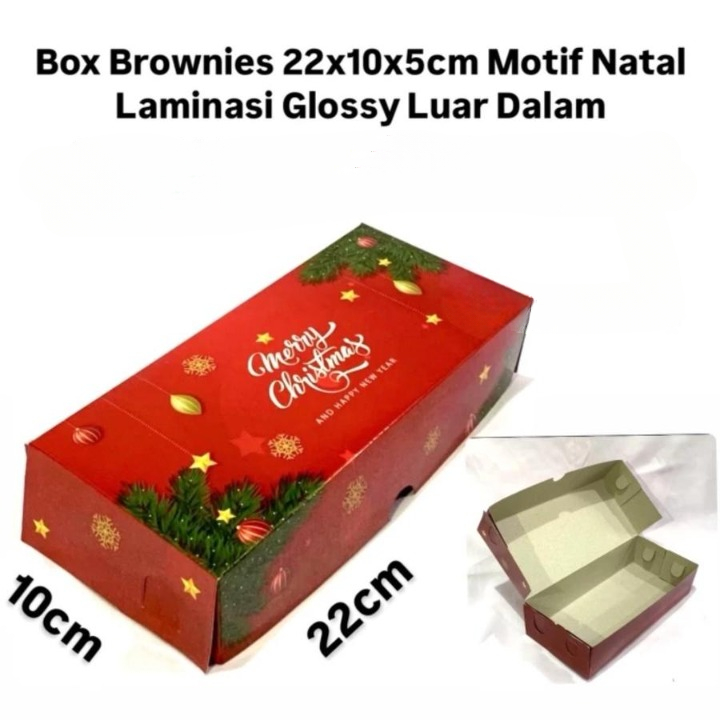 

box kue brownies natal glossy kardus cake hampers merry xmas tanpa jendela ukuran 22x10x5cm