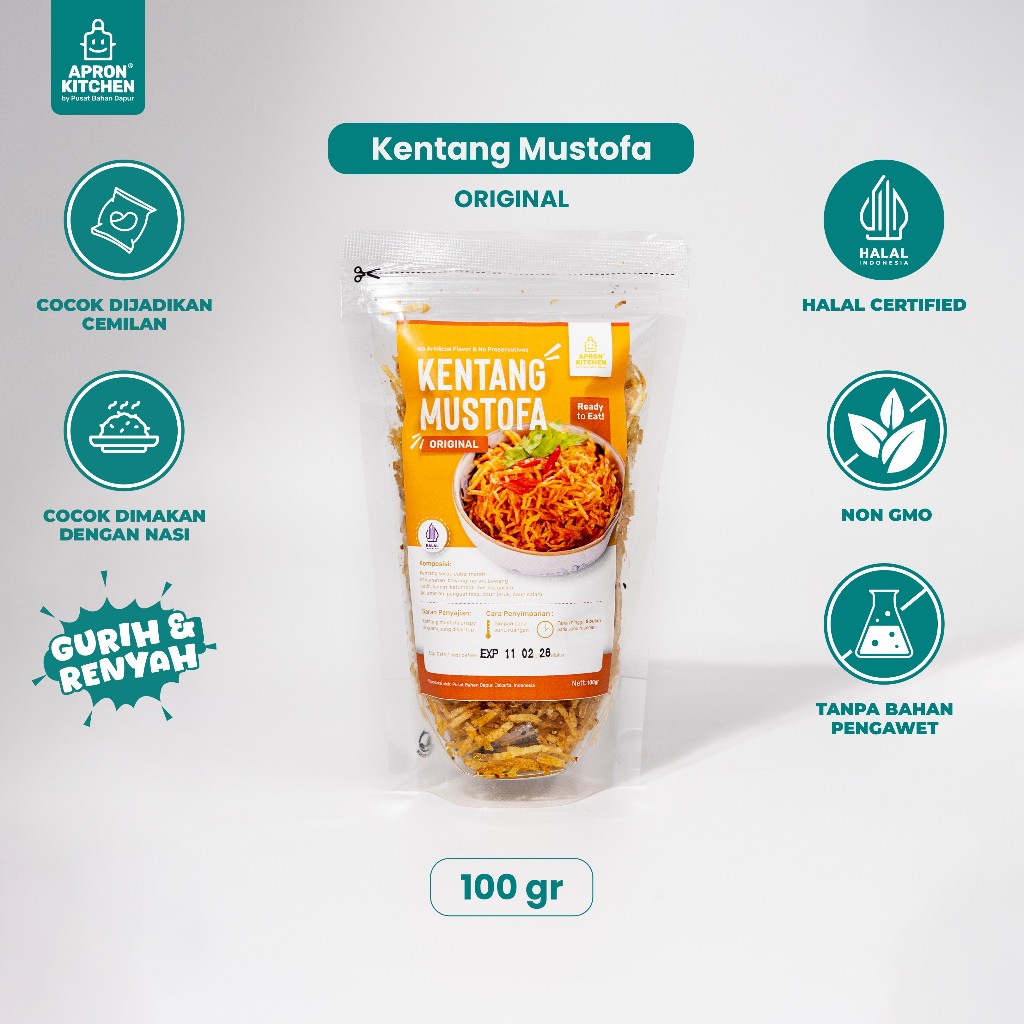 

Apron Kitchen Kentang Mustofa Crispy Makanan Ringan 100gr