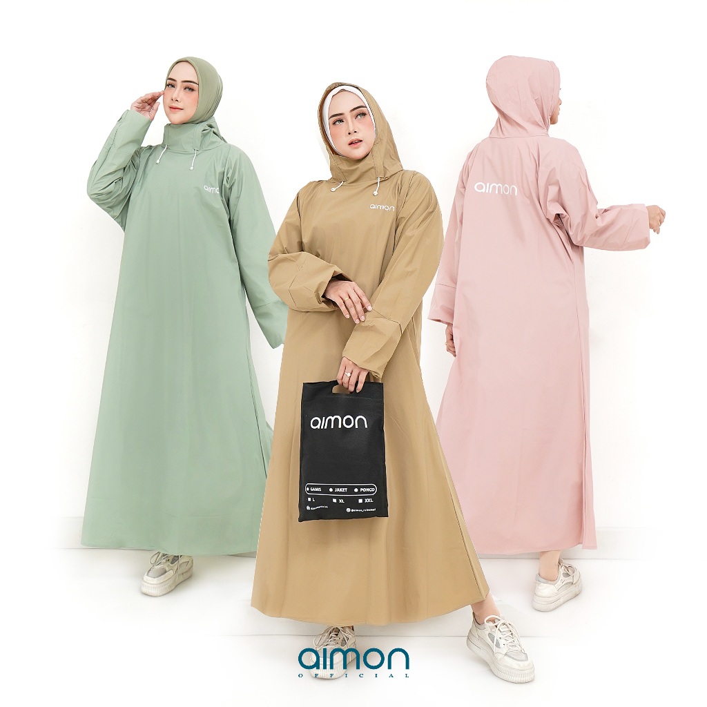 Jas Hujan Wanita Gamis Muslimah Tebal Aimon