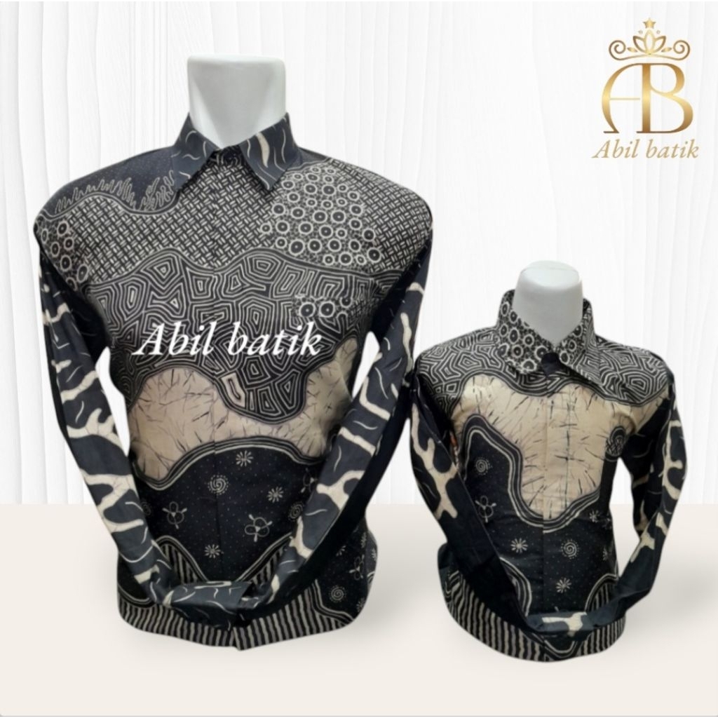 Batik Couple Ayah dan Anak Katun Solo Raja Ampat Hitam