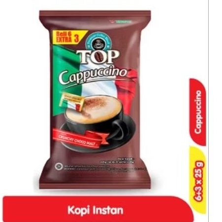 

Top Coffe kopi instan cappucino pack 25gr isi 6+3pcs