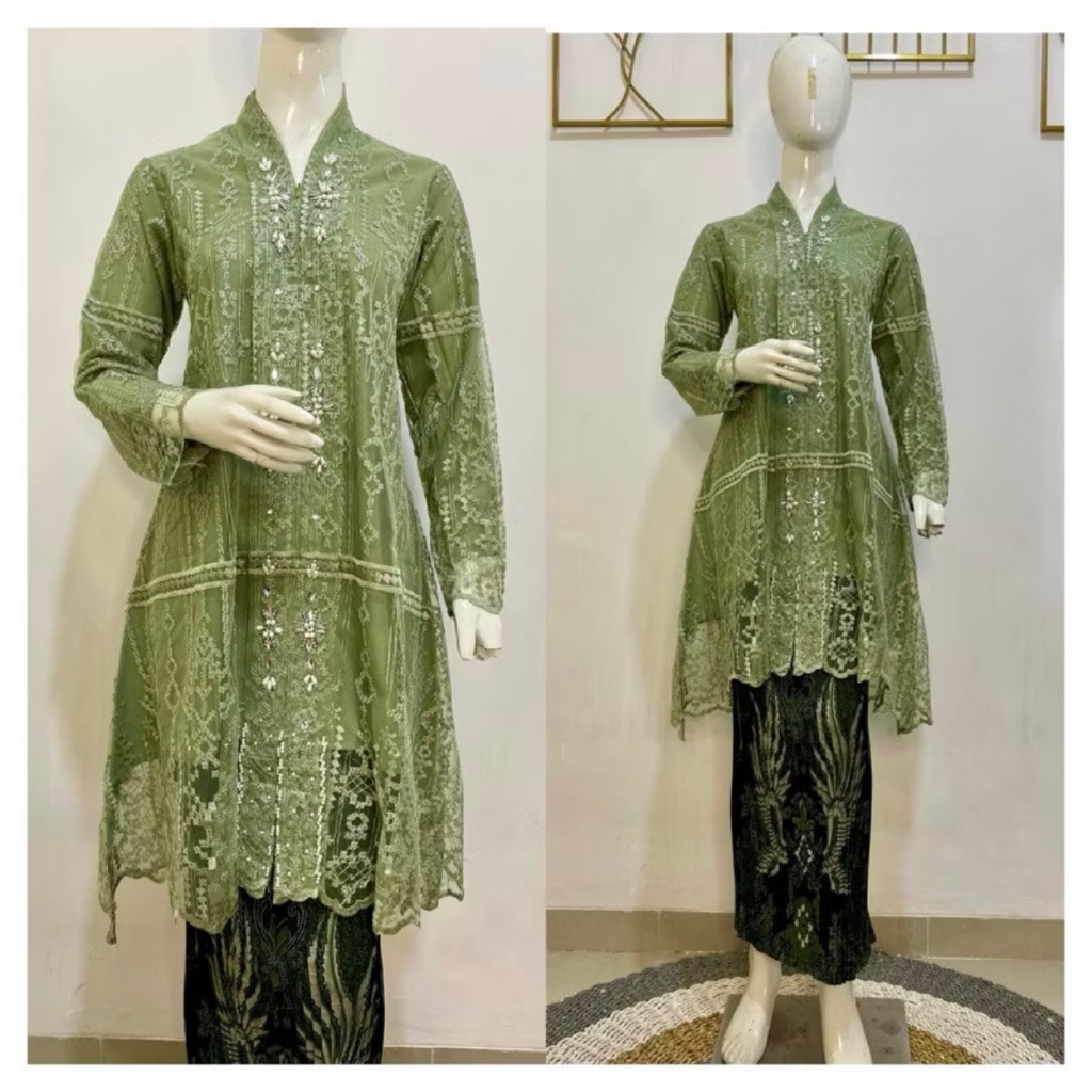Dress kartini v payet brokat tile / set kebaya kartini payet / dress kondangan brokat payet