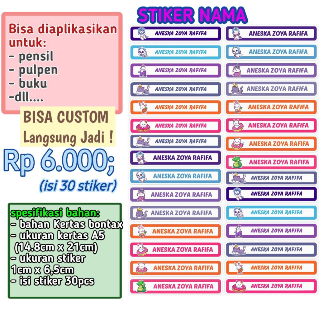 

Sticker Bontax Label Nama (isi 30pcs)