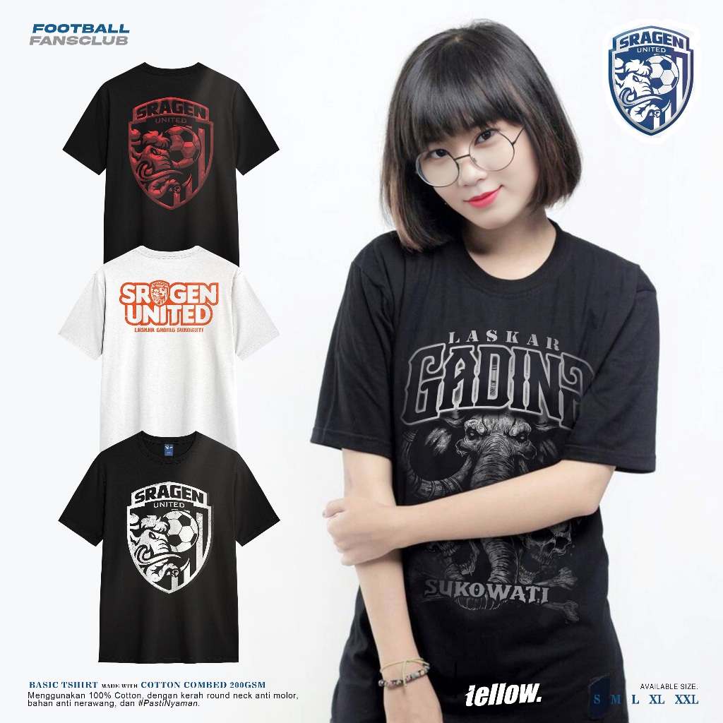 Kaos Sragen United Laskar Gading Sukowati - Basic Tshirt Hitam