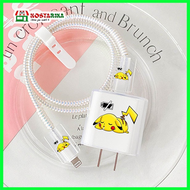 Case Charger Motif Pikachu Gaya Random Cocok Untuk Pelindung Charger Xiaomi, Oppo, iPhone, Vivo