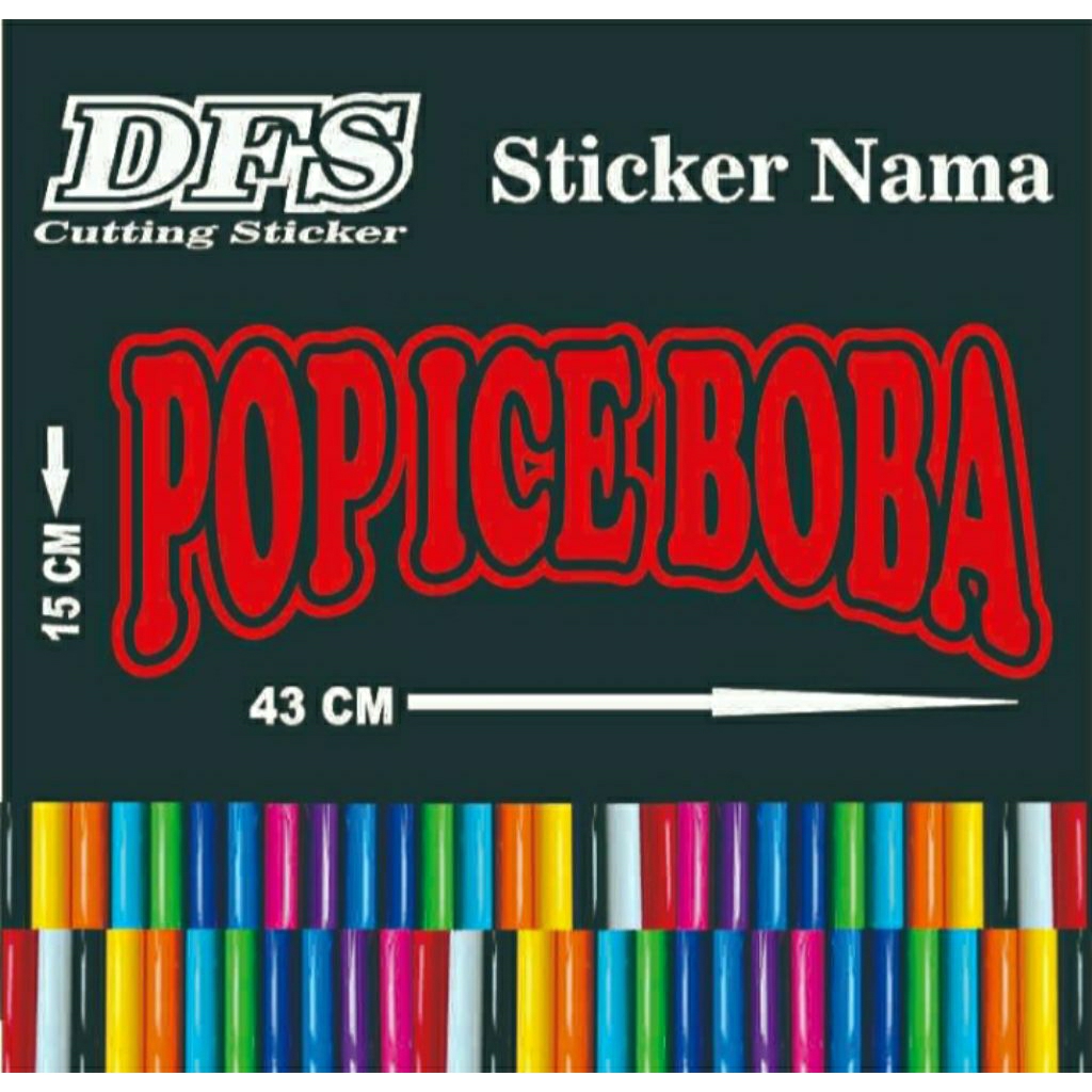 

sticker cutting tulisan pop ice Boba ukuran 14x43cm