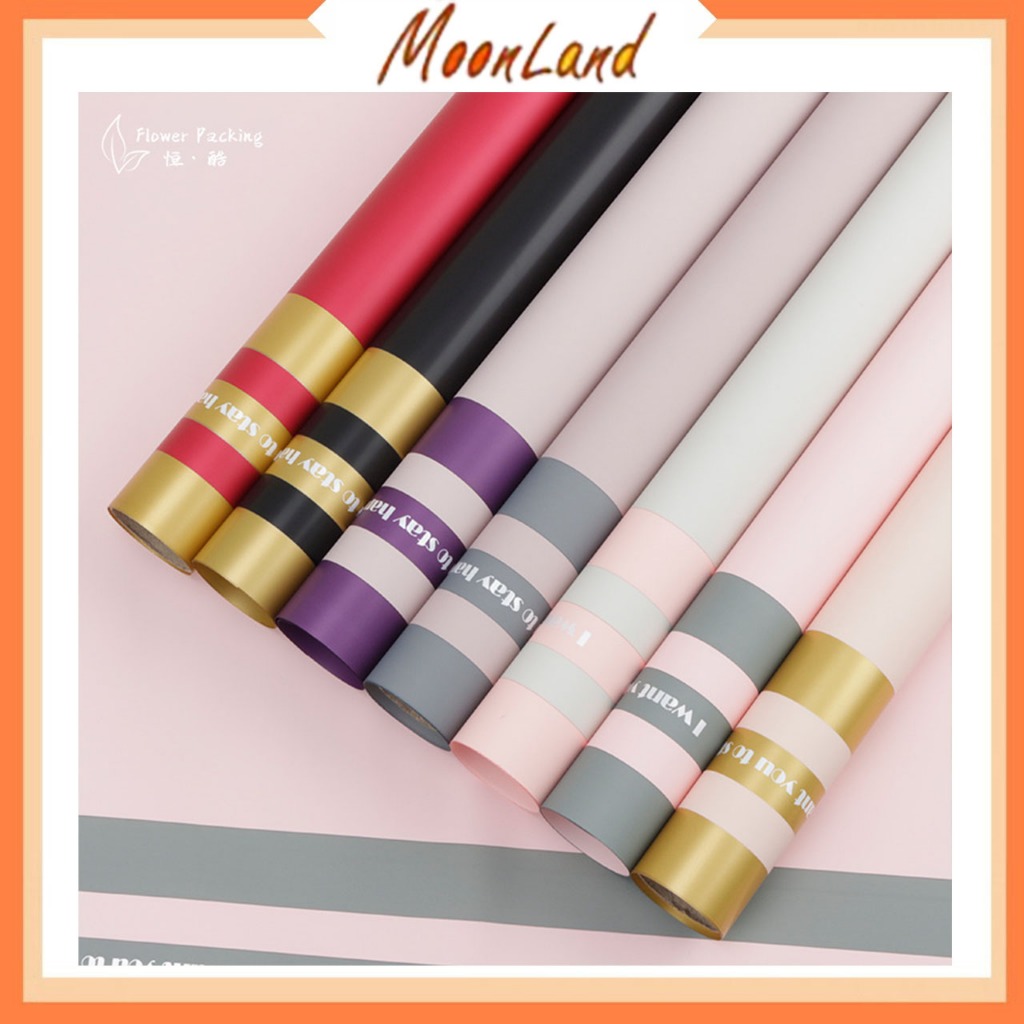 

20 Lembar Flower wrapping gold line cellophane Kertas buket Bunga KB6056
