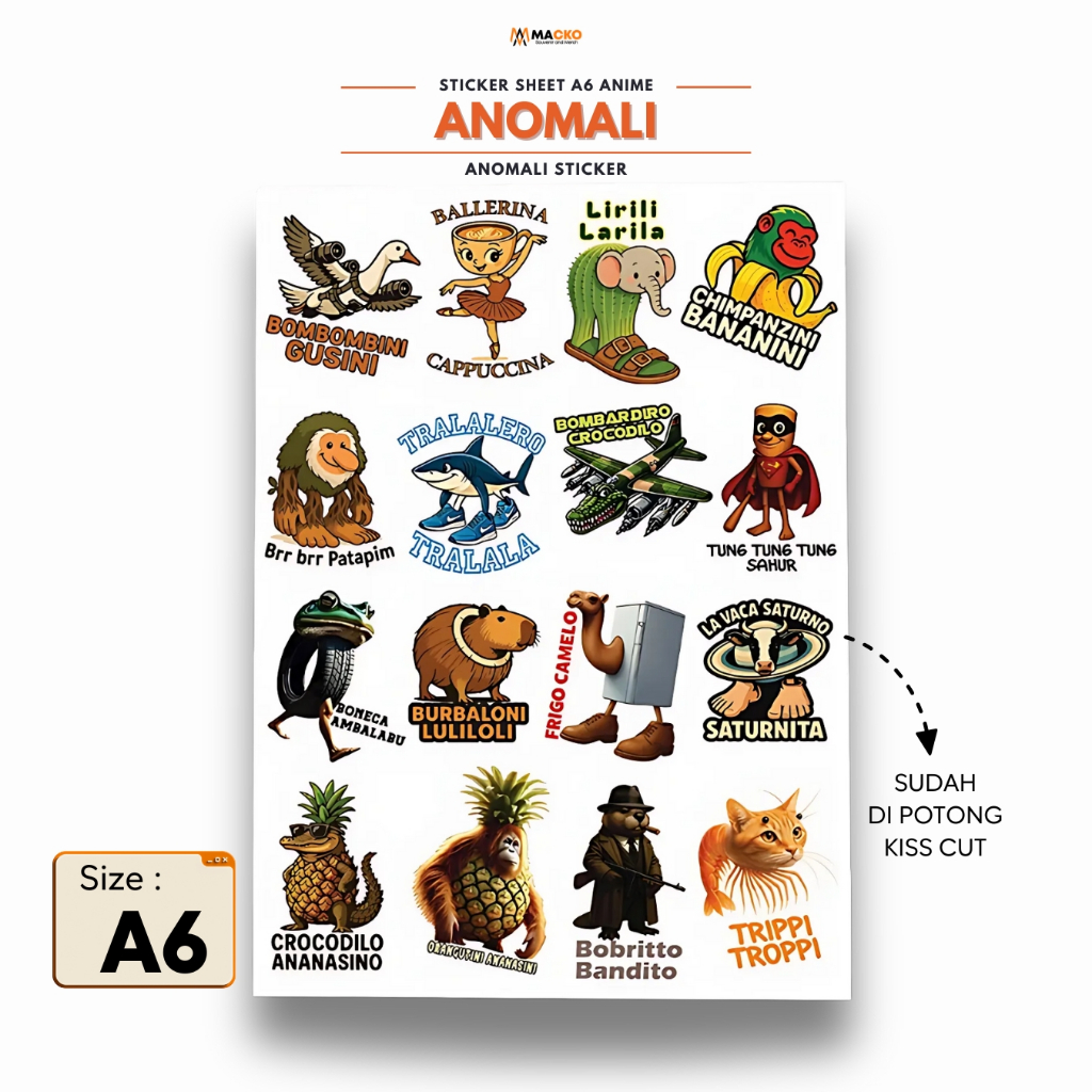 

Sticker Sheet A6 Anomali Stiker | Polyposter Glossy HD | Tebal Anti Air Cutting Rapi