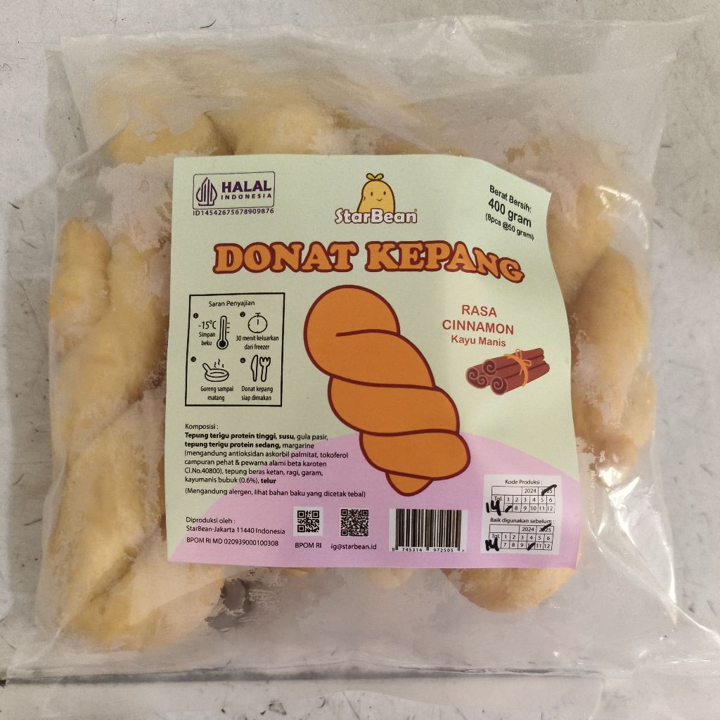 

Kkwabaegi / Twisted Korean Donut / Donat Kepang Ala Korea Star Bean Rasa Cinnamon / Kayu Manis