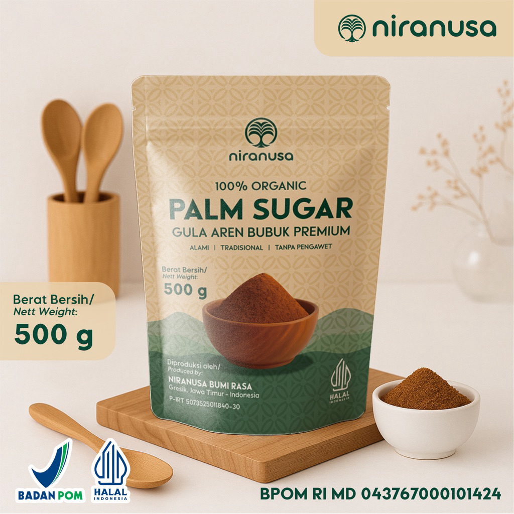 

Gula Aren Bubuk Organik 500g – Palm Sugar Premium • Tanpa Pengawet (STANDING POUCH ZIPLOCK)