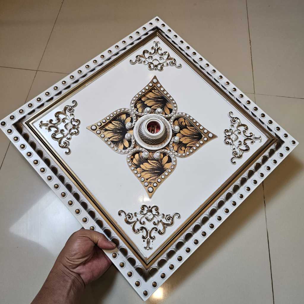 Fiting Hias Besar Ornamen Lampu Plafon PVC Gypsum 45 cm // Fitting Lampu Plafon