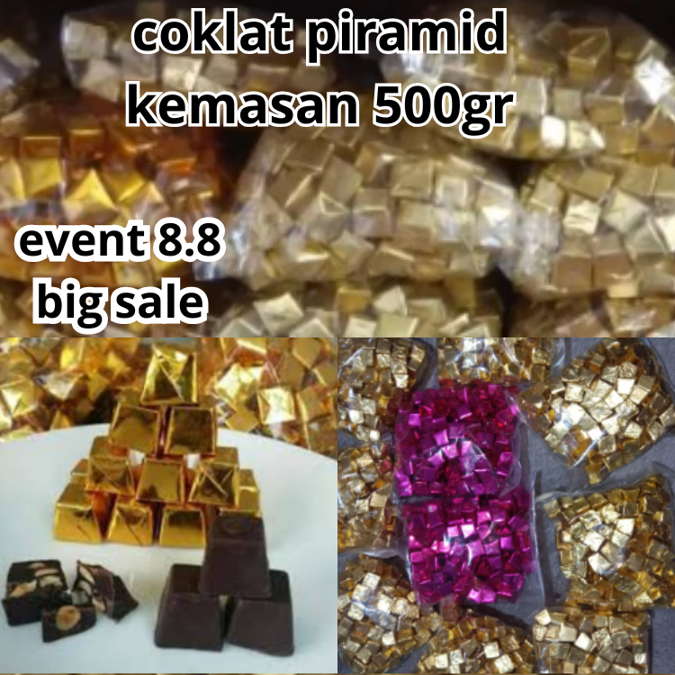 

COKLAT PIRAMID 500g isi 70pcs leburan silverqueen mix coklat milk isi kacang mede