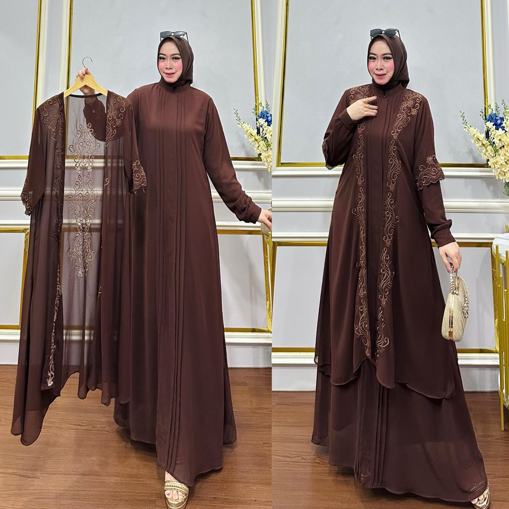 Zifa Fashion || Cod || Agita Gamis Rompi 2 in 1 Terbaru Virall Bestseller || Gamis Set Rompi Cruty B
