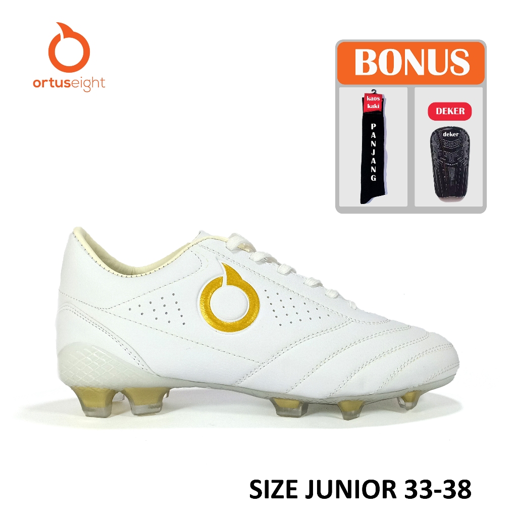 Sepatu Anak Bola Ortus Eight Model Classic type Sol Bening daya cengkram kuat warna Putih Termurah