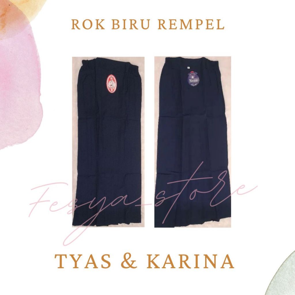 Rok Sekolah SMP BIRU Panjang / Rok Biru Rempel, Rok SMP, Rok SMP warna Biru, Rok SMP Merek Tyas