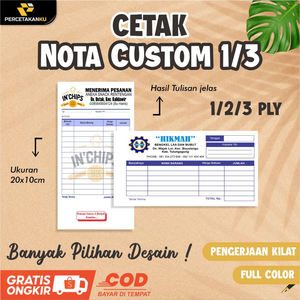 

Cetak Nota Custom Ukuran 1/3 | Desain Bebas, Kualitas Cetak Terbaik