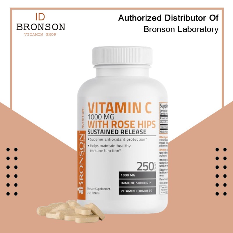 Bronson Vitamin C 1000 mg with Rose Hips Sustained Release 250 Tablet