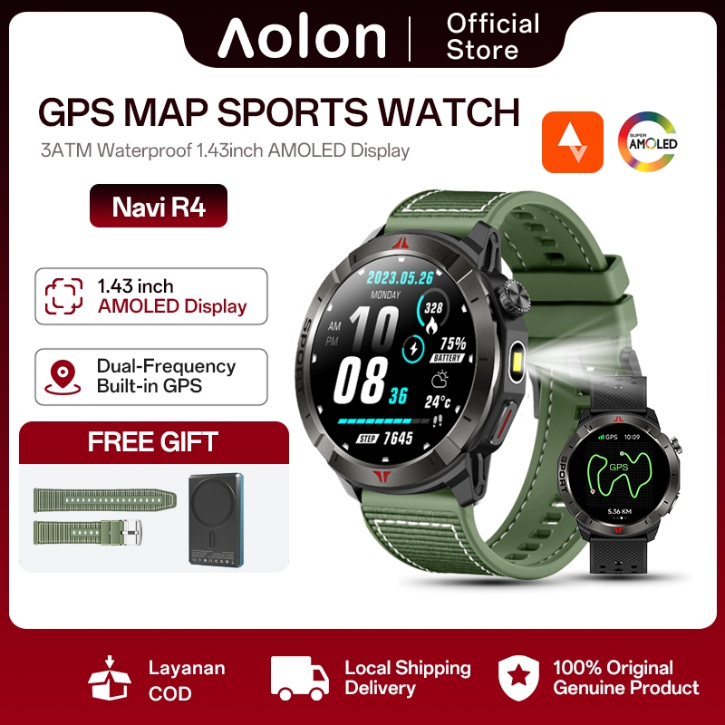 Aolon Navi R4 GPS Smartwatch Six-star Dual-Frequency Ppositioning Automatic Smartwatch Esportivo Run