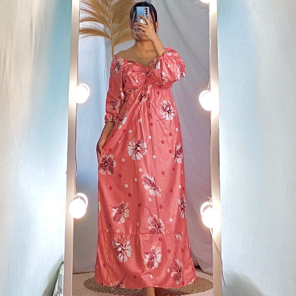 Dress Long Sabrina Serut Bali Panjang