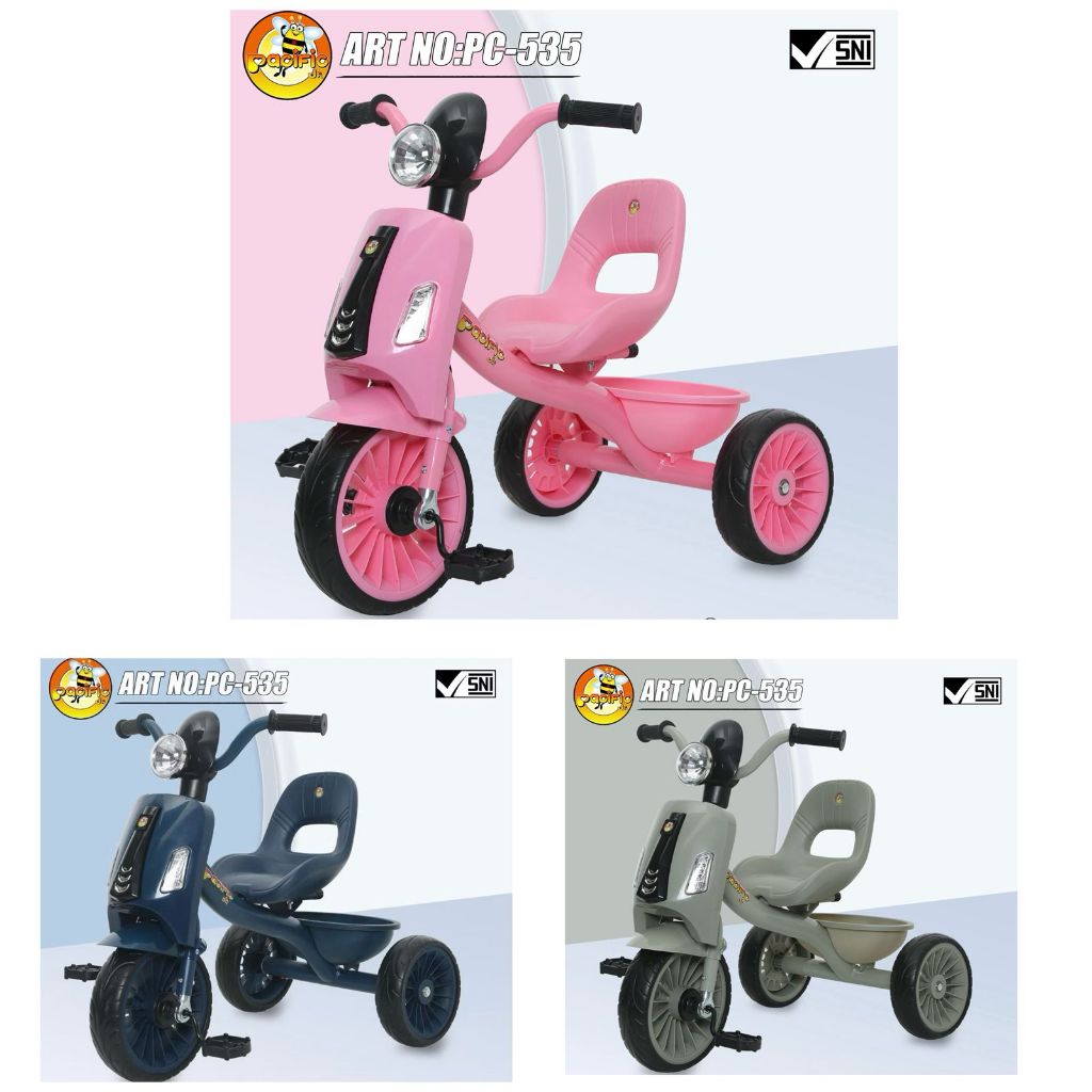 (BATAM) Motor Vespa Non Aki Sepeda Roda Tiga Anak Tricycle